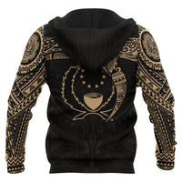 Pohnpei Micronesian Zip up Hoodie Gold Heart Shield - Polynesian Pride