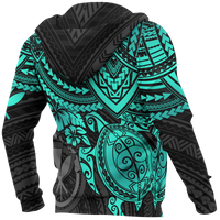 Polynesian Hawaii Hoodie Turquoise Turtle - Polynesian Pride
