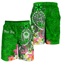 FSM Custom Personalised Men's Shorts - Turtle Plumeria (Green) - Polynesian Pride