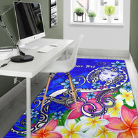 Fiji Custom Personalised Area Rug - Turtle Plumeria (Blue) - Polynesian Pride
