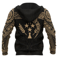 Kosrae Micronesian Zip up Hoodie Gold Heart Shield - Polynesian Pride