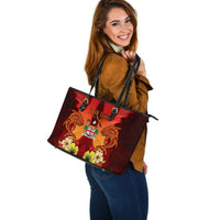 Fiji Custom Personalised Large Leather Tote - Tribal Tuna Fish - Polynesian Pride