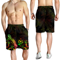 Vanuatu Polynesian Men's Shorts - Turtle With Blooming Hibiscus Reggae - Polynesian Pride
