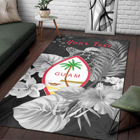 (Custom Personalised) Guam Seal Area Rug Polynesian Turtle with Flowers Version White LT13 - Polynesian Pride
