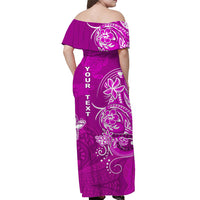 (Custom Personalised) Wallis et Futuna Off Shoulder Long Dress Polynesia Pink Sea Turtle and Flowers LT13 - Polynesian Pride