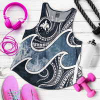 Papua New Guinea Polynesian Women's Racerback Tank - Ocean Style Blue - Polynesian Pride