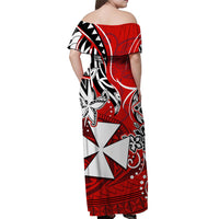 Wallis et Futuna Off Shoulder Long Dress Be Unique Red LT13 - Polynesian Pride