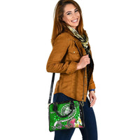 Fiji Custom Personalised Shoulder Handbag - Turtle Plumeria (Green) - Polynesian Pride