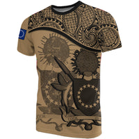 Cook islands Golden Coat of Arms T Shirt Unisex Black - Polynesian Pride