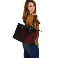 Samoa Leather Tote - Polynesian Pattern Style Red Color - Polynesian Pride