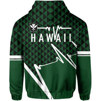 Kakau Hawaii In My Heartbeat Flag of Hawaii Zip Hoodie Green - Polynesian Pride