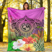 Tonga Premium Blanket - Manta Ray Tropical Flowers - Polynesian Pride