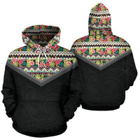 Hawaiian Pattern Vintage Hoodie 12 Unisex Black - Polynesian Pride
