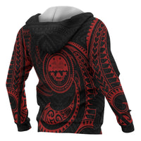 Federated States of Micronesia All Over Zip up Hoodie Red Tribal Wave - Polynesian Pride