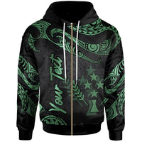 Kosrae Micronesia Custom Zip Hoodie Polynesian Tattoo Green Version Unisex Green - Polynesian Pride