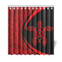 Hawaii Turtle Polynesian Shower Curtain-Circle Style Red - Polynesian Pride