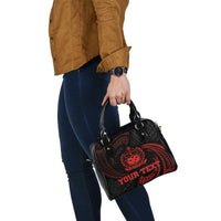 Samoa Polynesian Custom Personalised Shoulder Handbag - Red Tribal Wave - Polynesian Pride