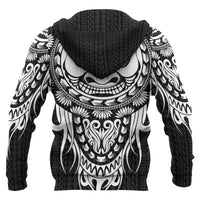 Polynesian All Over Zip up Hoodie Tattoo Tiki White - Polynesian Pride