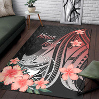 Pohnpei Personalised Custom Area Rug - Red Polynesian Hibiscus Pattern Style - Polynesian Pride