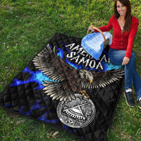 American Samoa Polynesian Premium Quilt - Eagle With Flame Blue - Polynesian Pride