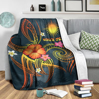 Marshall Islands Polynesian Personalised Premium Blanket - Legend of Marshall Islands (Blue) - Polynesian Pride