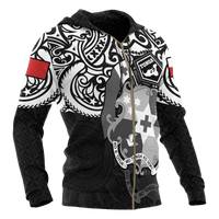 Tonga Polynesian Hoodie (Zip up) Tongan Pride (White) - Polynesian Pride