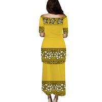 NE Fiji Bula Dress Tapa Turtles And Hibiscus Puletasi Dress Ver.02 LT14 - Polynesian Pride