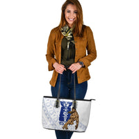Guam Leather Tote - Chamorro With Puntan Blue Color - Polynesian Pride