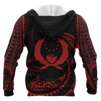 Pohnpei Micronesia Hoodie Red Tribal Wave - Polynesian Pride