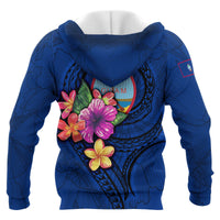 Guam Polynesian Hoodie Floral With Seal Blue - Polynesian Pride