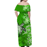 Custom Matching Hawaiian Outfits For Couples Polynesia Green Sea Turtle Honu and Hibiscus Dress and Hawaiian Shirt LT13 - Polynesian Pride