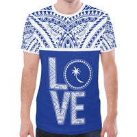 Chuuk States New All Over Print T Shirt Chuuk Love & F S M Seal Blue Version Unisex Blue - Polynesian Pride