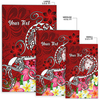 Fiji Custom Personalised Area Rug - Turtle Plumeria (Red) - Polynesian Pride
