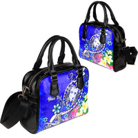 Fiji Custom Personalised Shoulder Handbag - Turtle Plumeria (Blue) - Polynesian Pride