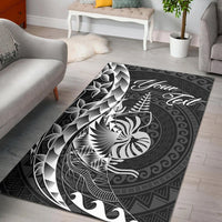 New Caledonia Area Rug - Custom Personalised Polynesian Pattern Style Black - Polynesian Pride
