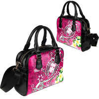 Fiji Custom Personalised Shoulder Handbag - Turtle Plumeria (Pink) - Polynesian Pride