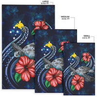 Papua New Guinea Polynesian Area Rug - Blue Turtle Hibiscus - Polynesian Pride