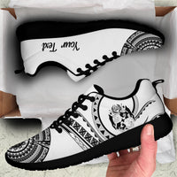 (TOKO OFA) Tonga Polynesian Sneakers - Tonga Waves White LT13 Black - Polynesian Pride