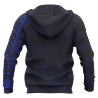 Hoodie Polynesian Tattoo Blue Style - Polynesian Pride