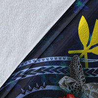 Hawaii Polynesian Premium Blanket - Blue Turtle Hibiscus - Polynesian Pride