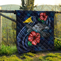 Tokelau Polynesian Premium Quilt - Blue Turtle Hibiscus - Polynesian Pride