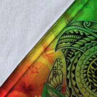 Tahiti Premium Blanket - Manta Ray Tropical Flowers (Green) - Polynesian Pride