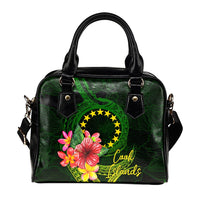Cook Islands Polynesian Shoulder Handbag - Floral With Seal Flag Color - Polynesian Pride