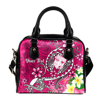 Fiji Custom Personalised Shoulder Handbag - Turtle Plumeria (Pink) - Polynesian Pride