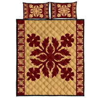 Hawaiian Quilt Pattern Flower Quilt Bed Set Gold - Polynesian Pride