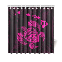 Hawaii Kakau Polynesian Turtle Map Shower Curtain - Pink 177 x 172 (cm) Pink - Polynesian Pride