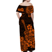 Hawaii Matching Dress and Hawaiian Shirt Polynesia Orange Ukulele Flowers LT13 - Polynesian Pride