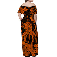Polynesian Couple Outfits Hawaii Matching Dress and Hawaiian Shirt Polynesia Orange Octopus LT13 - Polynesian Pride