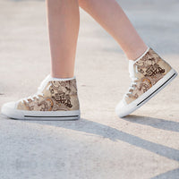 Fiji High Top Shoes - Hibiscus Flowers Vintage Style - Polynesian Pride