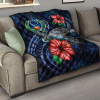Pohnpei Polynesian Premium Quilt - Blue Turtle Hibiscus - Polynesian Pride